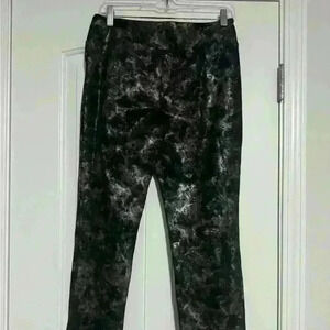 Lena Gabrielle Stretch Yoga Pants Black Good  Metallic Splatter Casual Workout 6